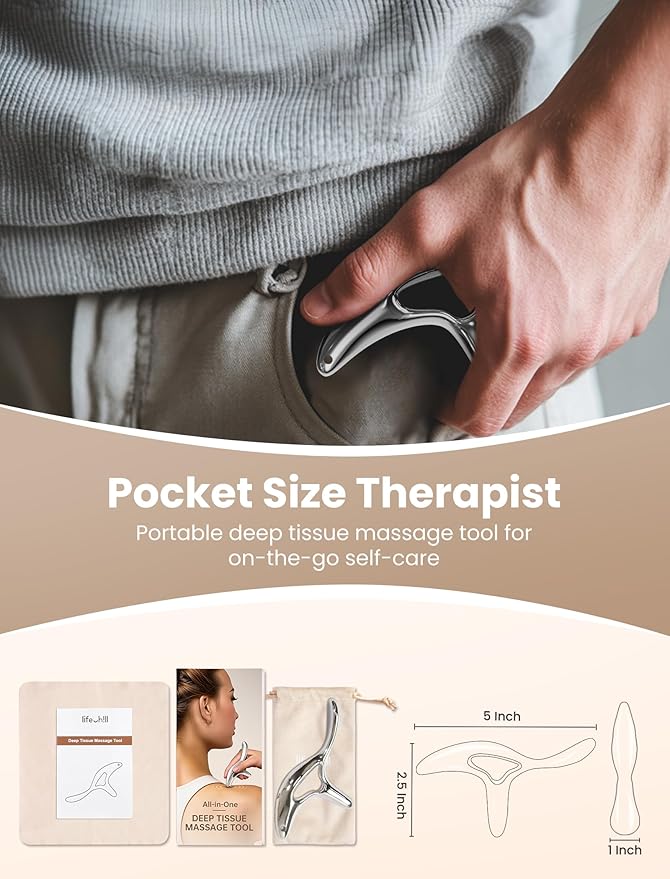 lifechill Trigger Point Massage Tool for Deep Tissue Massage & Gua Sha, HSA Muscle Scraper Tool for Full Body Pain Relief, FSA Eligible Items Thumb Saver Acupressure Tool, Mothers Day Gifts for Women
