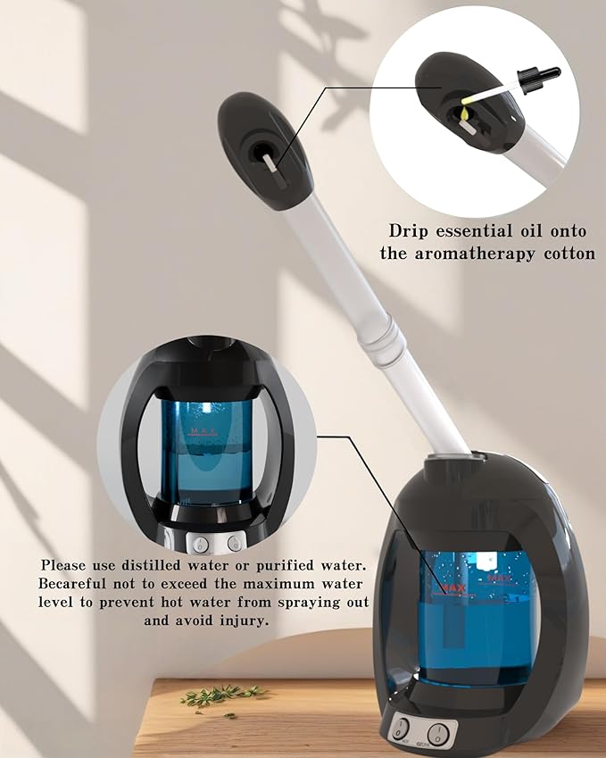 Facial Steamer-Nano Ionic Face Steamer for Facial Deep Cleaning, Vaporizador Steamer for Esthetician, Professional Facial Steamer for Home Facial Spa. (Black)