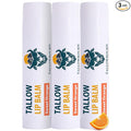 Moisturizing Tallow Lip Balm – Grass-Fed Beef Tallow with Organic Coconut Oil, Beeswax, and Vitamin E – Sweet Orange – Lip Balm Set – Travel Essential – 3-Pack