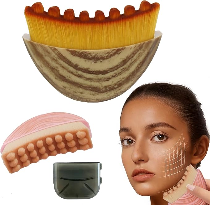 2026 Upgrade Lymphatic Face Brush, 2-in-1 Manual Massager for Lymphatic Drainage & Facial Cleansing, Contour Brush to Anti Puffiness, Sculpt Face & Enhance Absorption, with Durable Soft Bristles