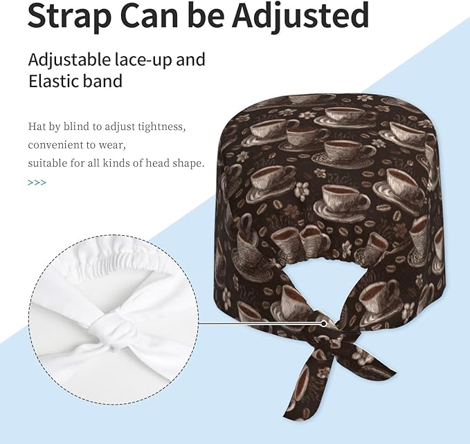 Alligator Ice Cream Working Cap, Scrub Cap with Sweatband, Adjustable Tie Back Hat Breathable Headgear for Women/Men