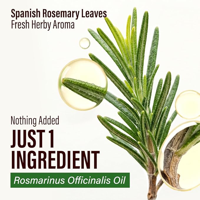 100% Pure Rosemary Oil - 4 Fl Oz Rosemary Essential Oil for Hair, Skin, Diffuser, Aromatherapy & DIY Soap Making Scent