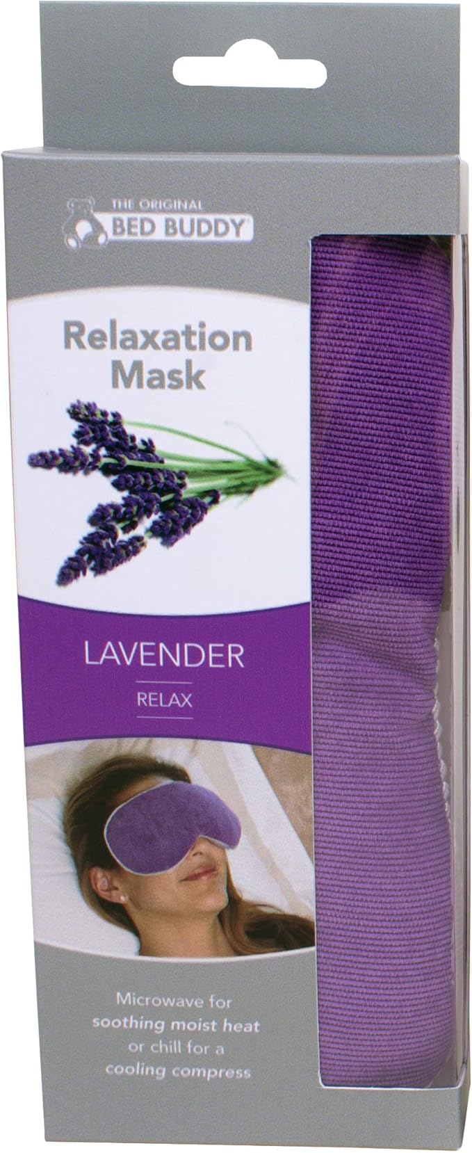 Bed Buddy Aromatherapy Eye Mask with Warm and Cold Therapy for Stress Relief - Microwave-Safe Eye Pillow & Sleep Mask, Purple, Lavender Scented