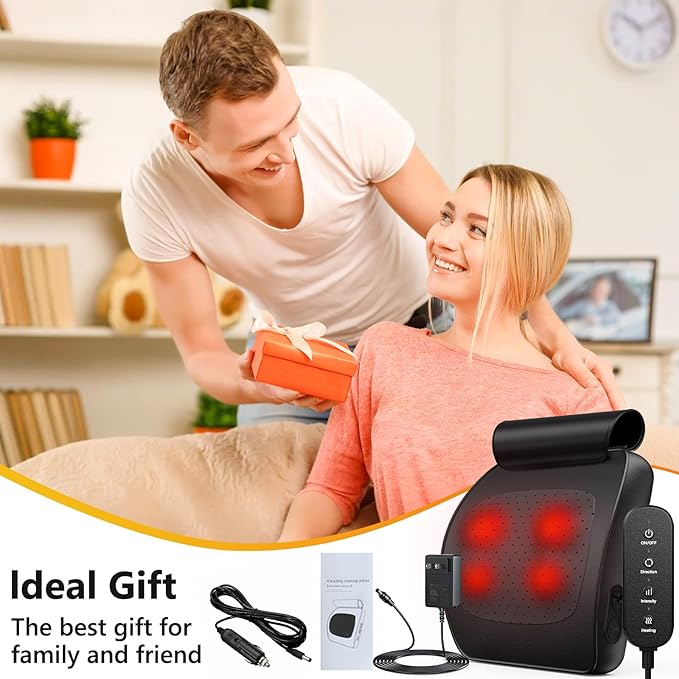 iKristin Back Massager with Heat,Shiatsu Neck Back Massager Pillow,Deep Tissue Kneading Back Massage,Massage Pillow for Shoulders,Legs,Foot,Body Muscle Relief,Neck Massager for Women/Men/Dad/Mom