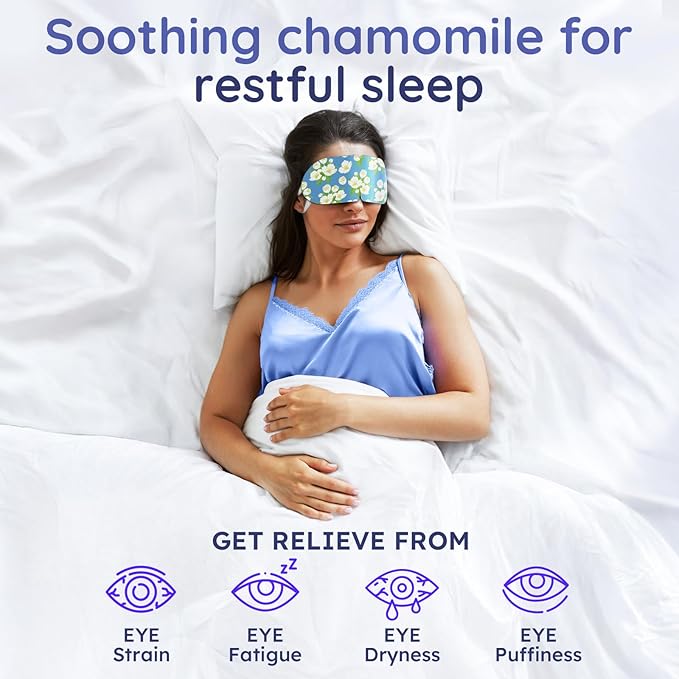 16 Pack Jasmine Steam Eye Mask for Dryness, Puffiness, Strain & Relaxation, Heated Eye Mask for Sleep & Travel, Self-Heating & Disposable Warm Compress, Travel Essentials, Relaxation Gifts for Women