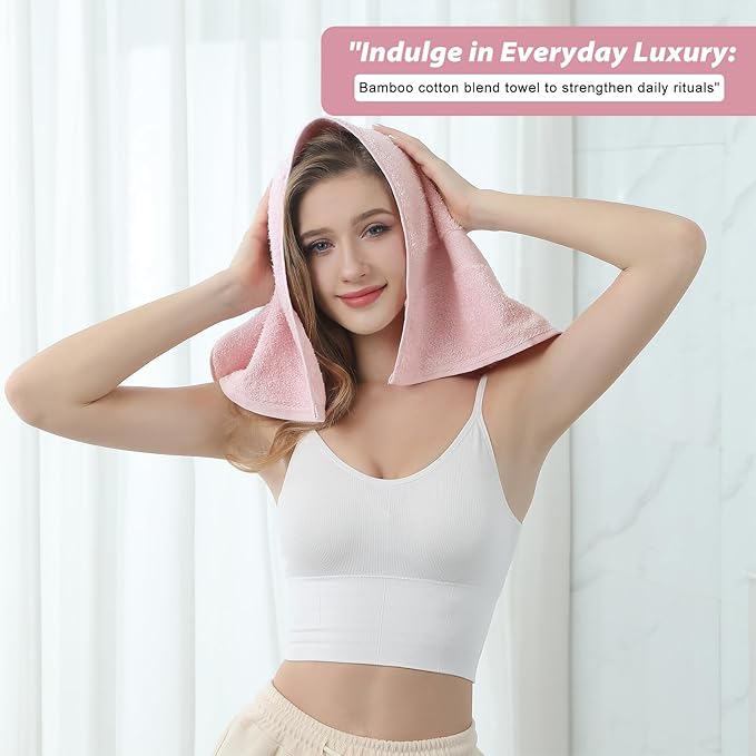 Aibaser Hand Towels-16x30inch - Lightweight and Highly Absorbent Hand Towels for Bathroom, Travel, Gym, Shower and Spa (Pink)