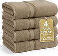LANE LINEN 100% Cotton Bath Towels Set of 4 (28"x54") - Zero Twist, Cotton Bathroom Towel Sets - Quick Dry, Highly Soft & Absorbent Large Shower Towels for Bathroom - Sustainabaly Produced - Taupe
