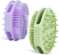 2-Pack Soft Silicone Dual-Sided Body Scrubber & Loofah | Gentle Exfoliating Shower Brush for Men & Women | Creates Rich Lather, Easy to Clean (Green & Purple)
