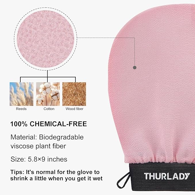 Exfoliating Glove, Korean Exfoliating Mitt Body Scrubber Exfoliator, 3 Pack Viscose Fiber Bath Shower Scrub Gloves, Dead Skin Remover for Body, Smoother Skin and Self-Tan Removal & Prep