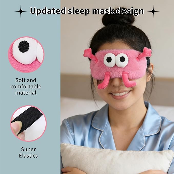 PERFECTSIGHT Sleep Eye Masks, Cute Sleep Eye Cover Lightweight Adjustable Eyeshade Mask Cover for Women Men Sleep Travel Nap, Big Eye