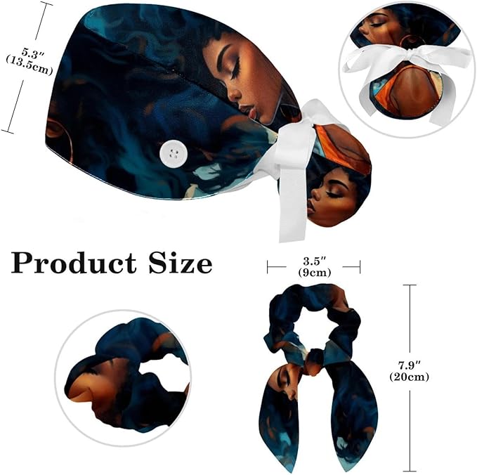 Scrub Cap with Hair Scrunchy, Ponytail Holder Surgical Cap