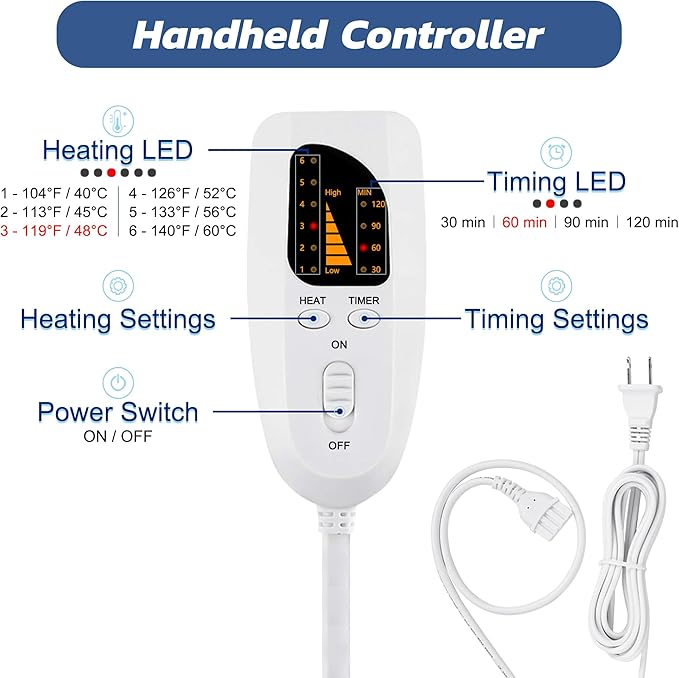 40"X20" Electric Heating pad with 6 Heat Settings, Auto Shut Off, Dry Electric Heating for Back Neck Knee Arms Legs Shoulder Heat Pads for Christmas Birthday Father's Day Mother's Day (Dark Gray)