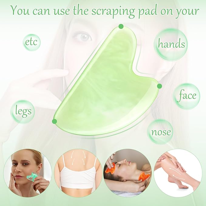 Sherr 24 Pcs Gua Sha Facial Tool Resin Gua Sha Massage Tool Heart Shaped Facial Stone Board for Face Body Skin Massage Spa Acupuncture Prevent Wrinkles (Bright Colors)
