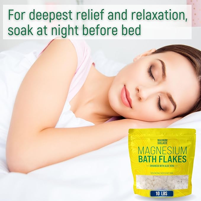 Magnesium Bath Flakes - Dead Sea Salt – Dead Sea Salts for Soaking – Magnesium Flakes for Bath - Enhanced with Aloe Vera (10 Pound)