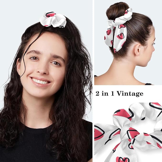 Ethnic Aztec Pattern Adjustable Scrub Cap Hat with Button, Working Hat Sweatband with Bow Hair Scrunchy for Woman