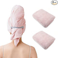 2 Packs Large Microfiber Hair Towel Wrap for Women, Quick-Dry Turban, Ultra Absorbent & Anti-Frizz, Ideal for Long, Thick & Curly Hair, Soft Lightweight Drying Towel (24x42, Pink)