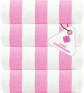 CASA COPENHAGEN Cabana Beach Towel Designed in Denmark Rough and Tough, Quick Dry, Beach, Pool, Bath & Shower 30x60 inches 4 Pieces Cotton Beach Bath Towels Set - Pink