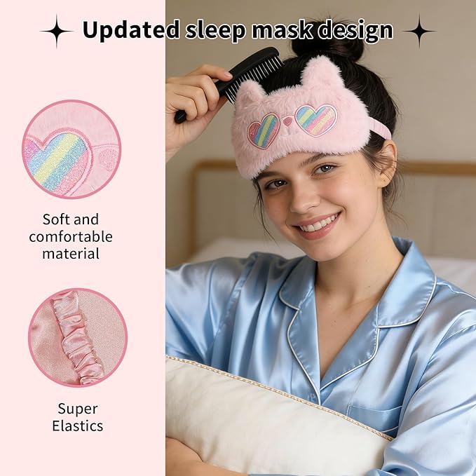 PERFECTSIGHT Sleep Eye Masks, Cute Sleep Eye Cover Lightweight Adjustable Eyeshade Mask Cover for Women Men Sleep Travel Nap, Sunglasses Bunny