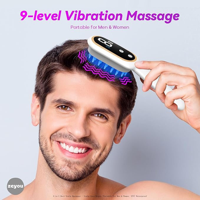 3-in-1 Hair Scalp Massager - Scalp Care Brush, Portable for Men & Women, IPX7 Waterproof
