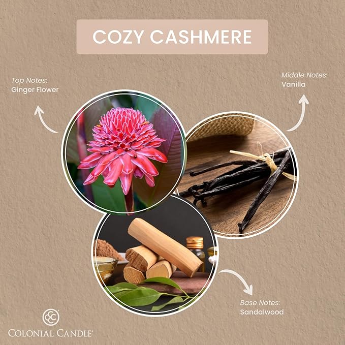 Colonial Candle Cozy Cashmere Scented Wax Melts, Wax Melt Warmer Cubes, Long Lasting Scented Wax Warmer Cubes, 4 Pack, 6 Cubes Each - Made in The USA