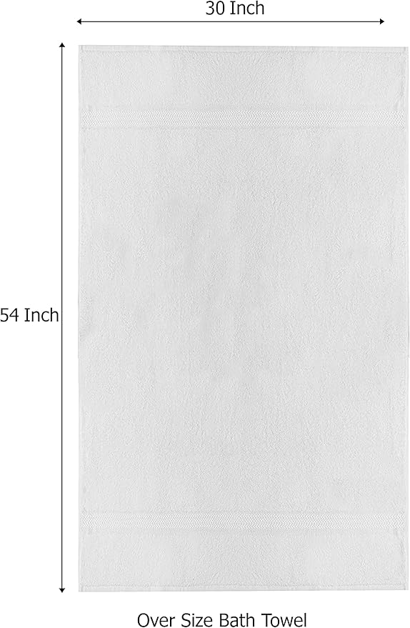 Cotton Craft Ultra Soft 4 Pack Oversized Extra Large Bath Towels 30x54 White Weighs 22 Ounces - 100% Pure Ringspun Cotton - Luxurious Rayon Trim - Ideal for Everyday use - Easy Care Machine wash