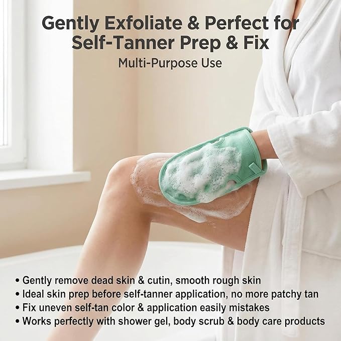 Erioctry 3PCS Reusable Bathing Shower Mittens Soft Back Rubbing Gloves Exfoliating Body Wash Massage Spa Mitt for Adult and Kids Family (Color Random)