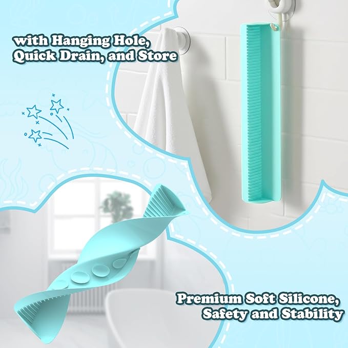 AGPTEK 24 Inch Bathtub Splash Guard with 10 Suction Cups, Silicone Tub Water Splash Guard for Bathtub, Bath Toy Tray Holder Play Shelf for Kids, Universal for Bathroom, Kitchen Sink (Green)