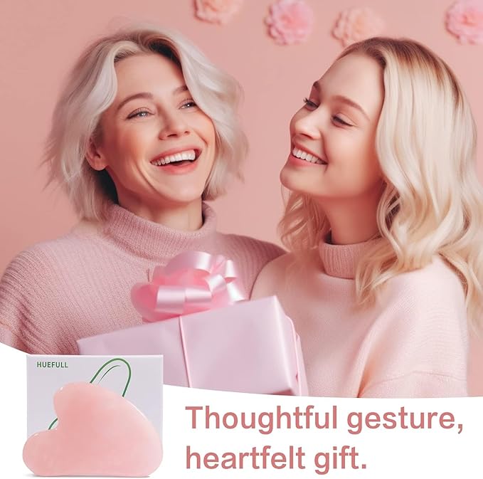 huefull Gua Sha Facial Tools for Face and Body –Spa Gifts for Women, Natural Rose Quartz Guasha Tool for Face, Relieving Tension,Self Care Gift for Women & Men