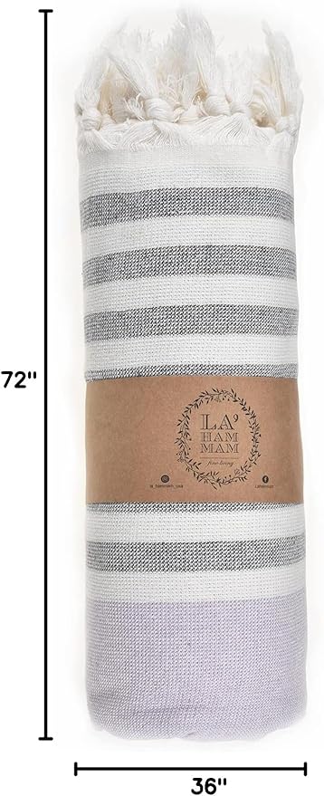 Beach Towel | Cotton Beach Towels, Easy to Carry, Sand Free, Highly Absorbent, Quick Dry, Turkish Towels for Travel Camping Bath Sauna Beach Gym Fitness Pool Yoga SPA by Lahammam, Ephesus, Lilac