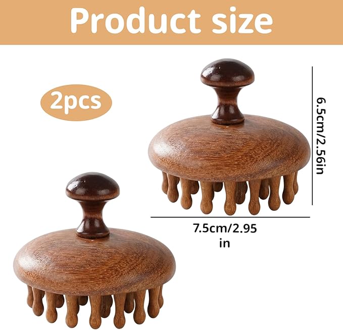 2 Pack Bamboo Brush for Hair Growth, Wooden Scalp Massager for Daily Stress Relief, Natural Wood Scalp Massager for Office and Travel