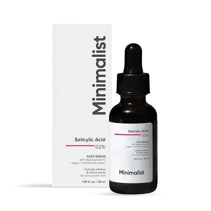 Salicylic Acid 2% Face Serum for Acne, Oil Control & Open Pores | Minimalist Acne Control Serum | BHA Exfoliant for Uneven Skin Tone | For Women & Men | 1Fl Oz/30ml
