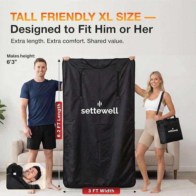 Infrared Sauna Blanket | XL Size Fits 6'5" | Low EMF Sauna Blanket for At-Home Muscle Recovery & Tension Release | Far Infrared Heat, Easy-Clean Waterproof Design, Fast Heating Temp 77–176°F