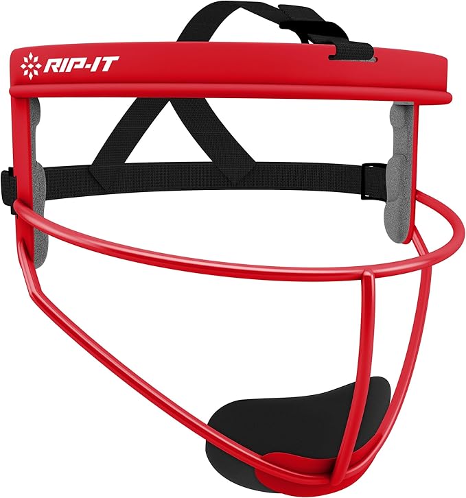 RIP-IT Original Defense Softball Face Mask, Lightweight, Protective Fielder's Softball Face Shield with Ponytail Strap & Soft Foam Padding