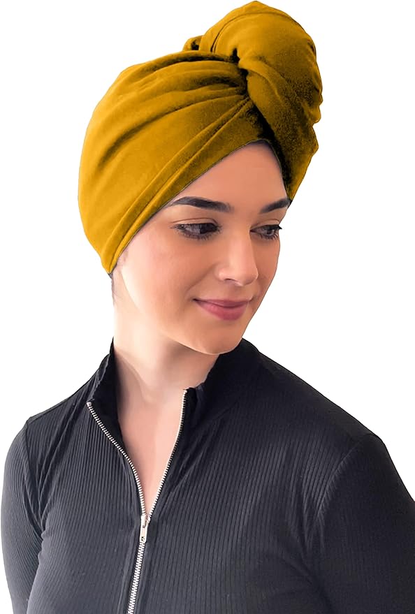 Elizabeth Roberts 100% Cotton T Shirt Hair Towel Wrap Plopping Essential Turban Style Hair Drying Towel for Women and Men All Hair Types and Styles, Honey