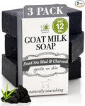 Southern Natural Activated Charcoal Soap Bar (3 Pack) Face and Body Soap For Sensitive Skin With Dead Sea Mud, Goat Milk & Peppermint Essential Oil