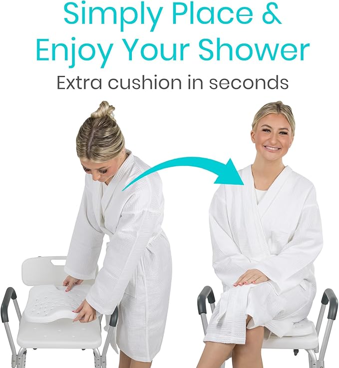 Vive Shower Seat Cushion - Comfortable Support for Pain Relief - Waterproof, Soft Padded & Non Slip for Tub Chairs, Transfer Benches, Bath Stool, Bathtubs - for Seniors, Elderly, Handicap & Disabled
