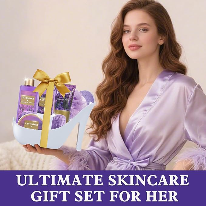 Spa Luxetique Gifts for Women 8pcs Relaxing Lavender Gift Set for Women High Heel Spa Gift for Womens Birthday Gifts for Womens Mom Grandma Teacher Nurse Mothers Day Gift