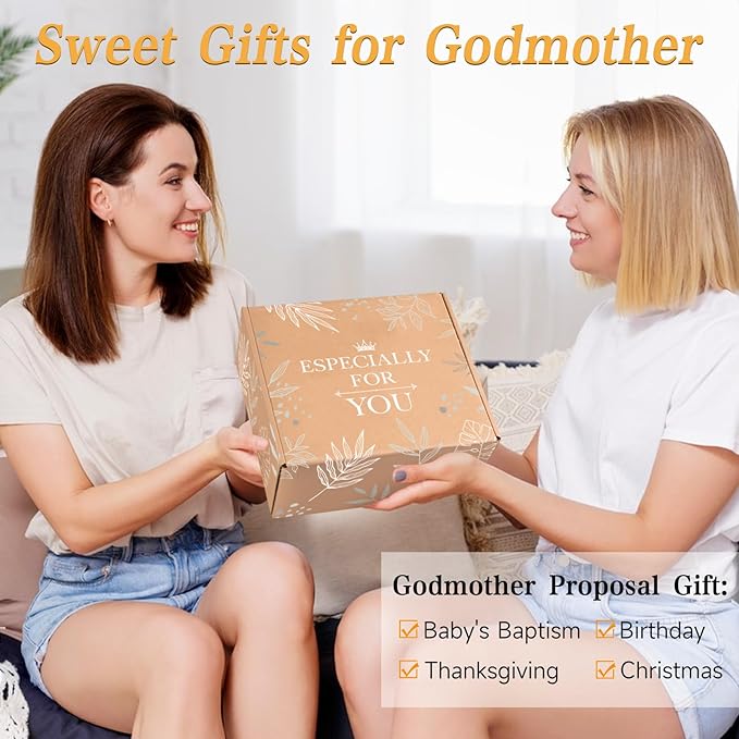 iAOVUEBY 7PCS Godmother Proposal Gift, Will You Be My Godmother, 16oz Glass Cup Canvas Tote Bag, Self Care Gifts Basket for Women, God Mother Proposal Gift