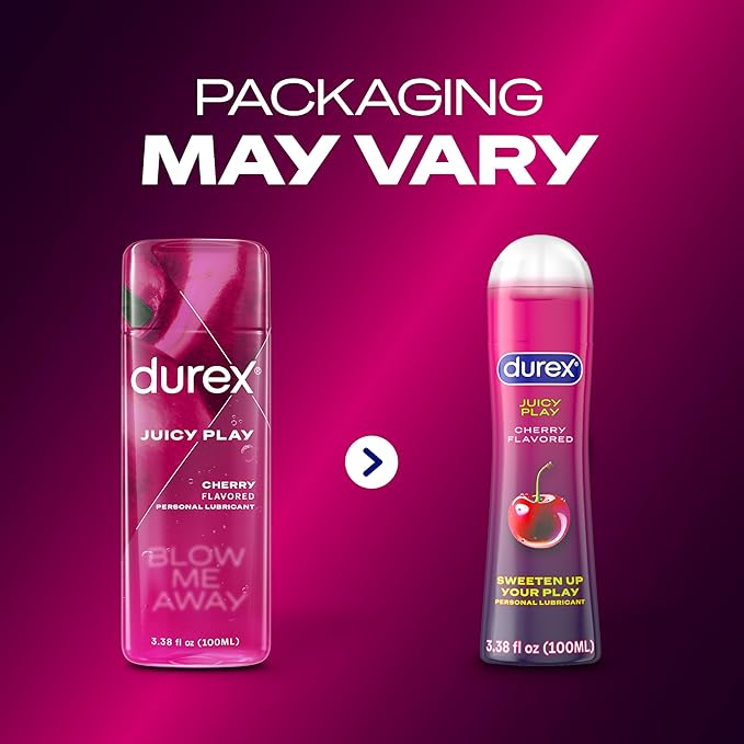 Durex Water Based Lube for Sex, Cherry Flavored, Anal & Sex Lube for Women & Men, Personal Lubricant for Oral & Anal,Lubricant & Toy Lube, 3.38 fl oz