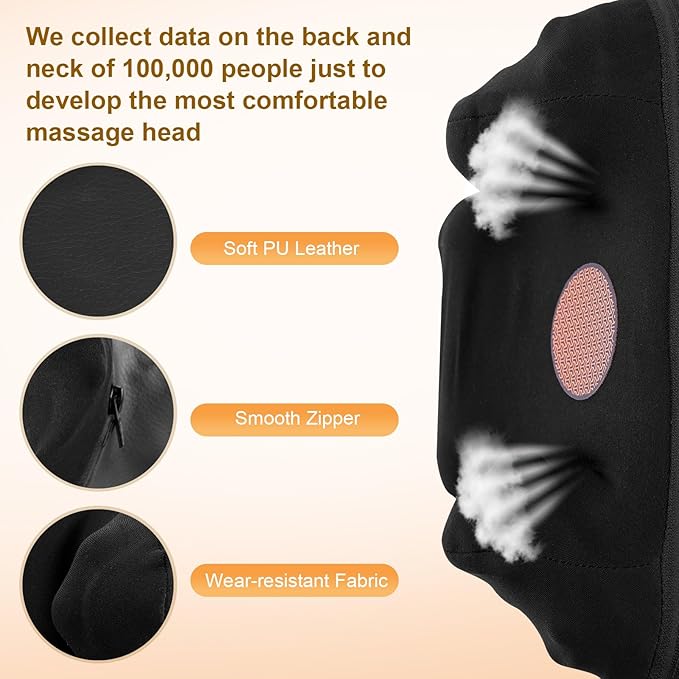 Neck Massager with Heat Cordless Electric Shiatsu Neck and Shoulder Massager for Pain Relief Deep Tissue Lower Back Massage, Chair Office Home Car Gift