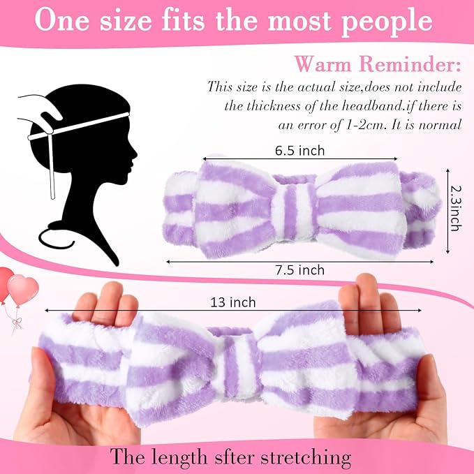 WILLBOND 24 Pieces Spa Headband Bulk Skincare Headbands Face Wash Makeup Hairband Bow Facial Washing Face Head Wraps Adjustable Soft Flannel Towel for Women Shower (Vivid)
