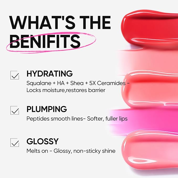 SKINTIFIC Peptide Brightening Lip Serum, Hydrating & Plumping Tinted Lip Gloss, Moisturizing Lip Balm with Polypeptides & Squalane for Glossy Sheer, Smooth Lips(09U Soft Mocha)