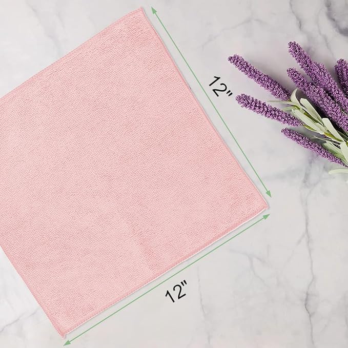 UNIMADE Washcloths Bulk - 100 Pack - Face Towels (12" x 12"), Highly Soft Wash Cloths and Hand Towels, Fast Drying Multi-Purpose Microfiber Cleansing Cloths for Bathroom, Hotel, Spa, and Salon - Pink