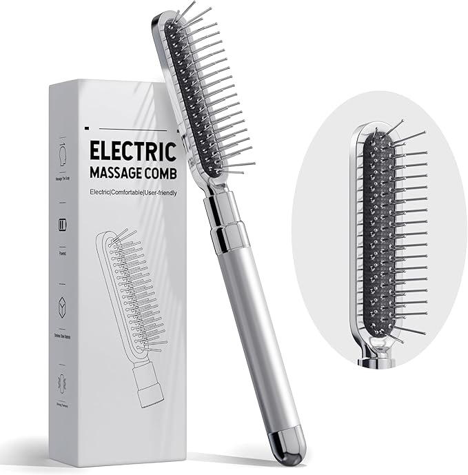 Electric Scalp Massager – Deep Relaxation Vibrating Head Massager, Stress Relief & Scalp Care, Gentle Metal Tips, Cordless Hair Brush for Men & Women