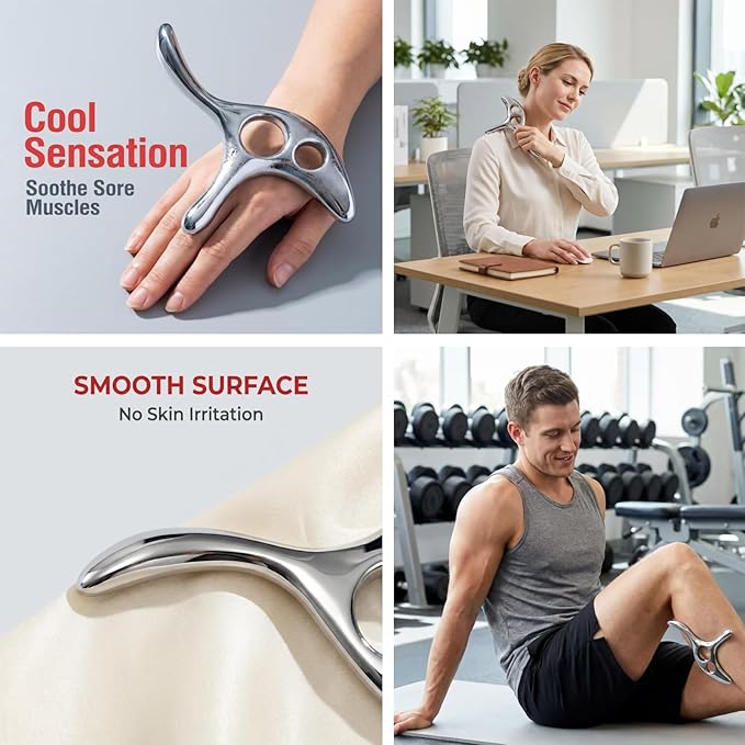 Muscle Scraper Tool Set, Stainless Steel IASTM Tools, 4 Piece, for Physical Therapy and Pressure Point Trigger Point Massage Tool for deep Tissue Pain Relief