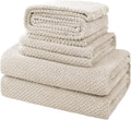 MaopaoBeauty 35X70 Inches Extra Large Bath Towels Sets of 4 for Bathroom Super Soft Quick Dry Bath Towels Hand Towels Washcloth Towels Microfiber Shower Towels for Women Daily Use (Khaki, 4 Piece)