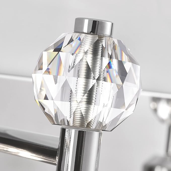PRESDE 4-Light Crystal Bathroom Lights Fixtures Chrom Modern Wall Lighting Over Mirror