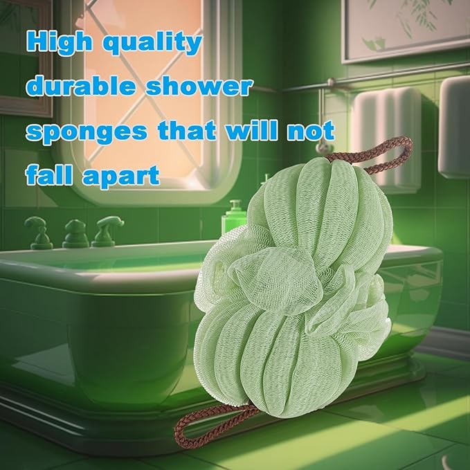 Large 85g Green Bath Loofah Sponge Loofa Luffas Shower Puff Pouf Ball Exfoliating Body Back Scrubber for Men&Women