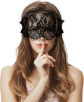 FRESHME Lace Sleep Eye Mask - Black Flower Embroidery See-Through Blindfold Adjustable Eyes Covers for Women Bed Night Sleeping Time Gift