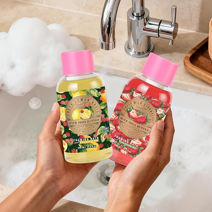 Bubble Bath Gifts for Women Mothers Day Gifts for Mom - 5 Pack Assorted Fruity & Floral Scented Foaming Bath (530ml Each) with Gift Card & Box for Birthday, Valentines Day Gifts Spa Present for Her